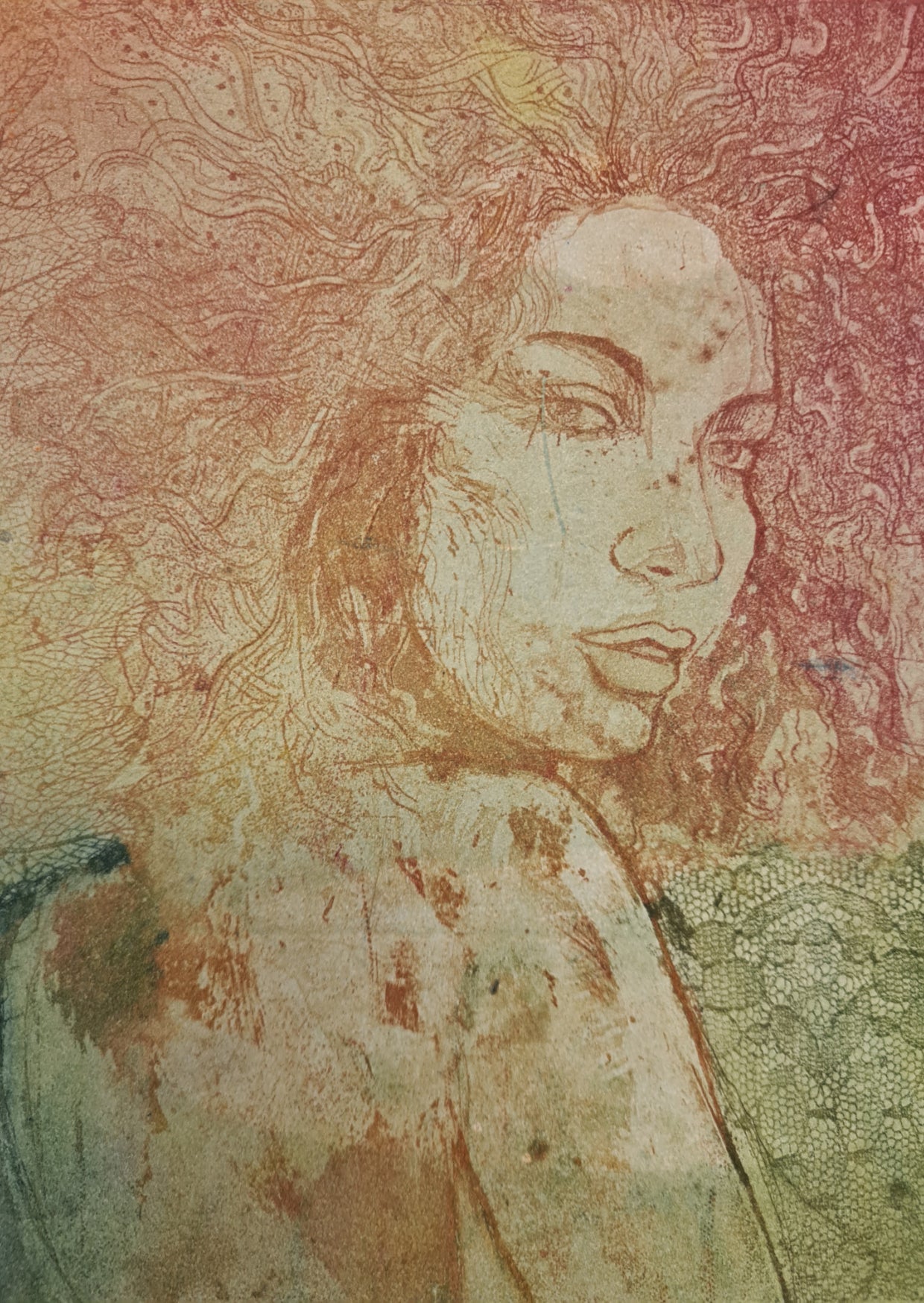 'yovanna' Original Collagraph By Australian Artist And Printmaker Jet 