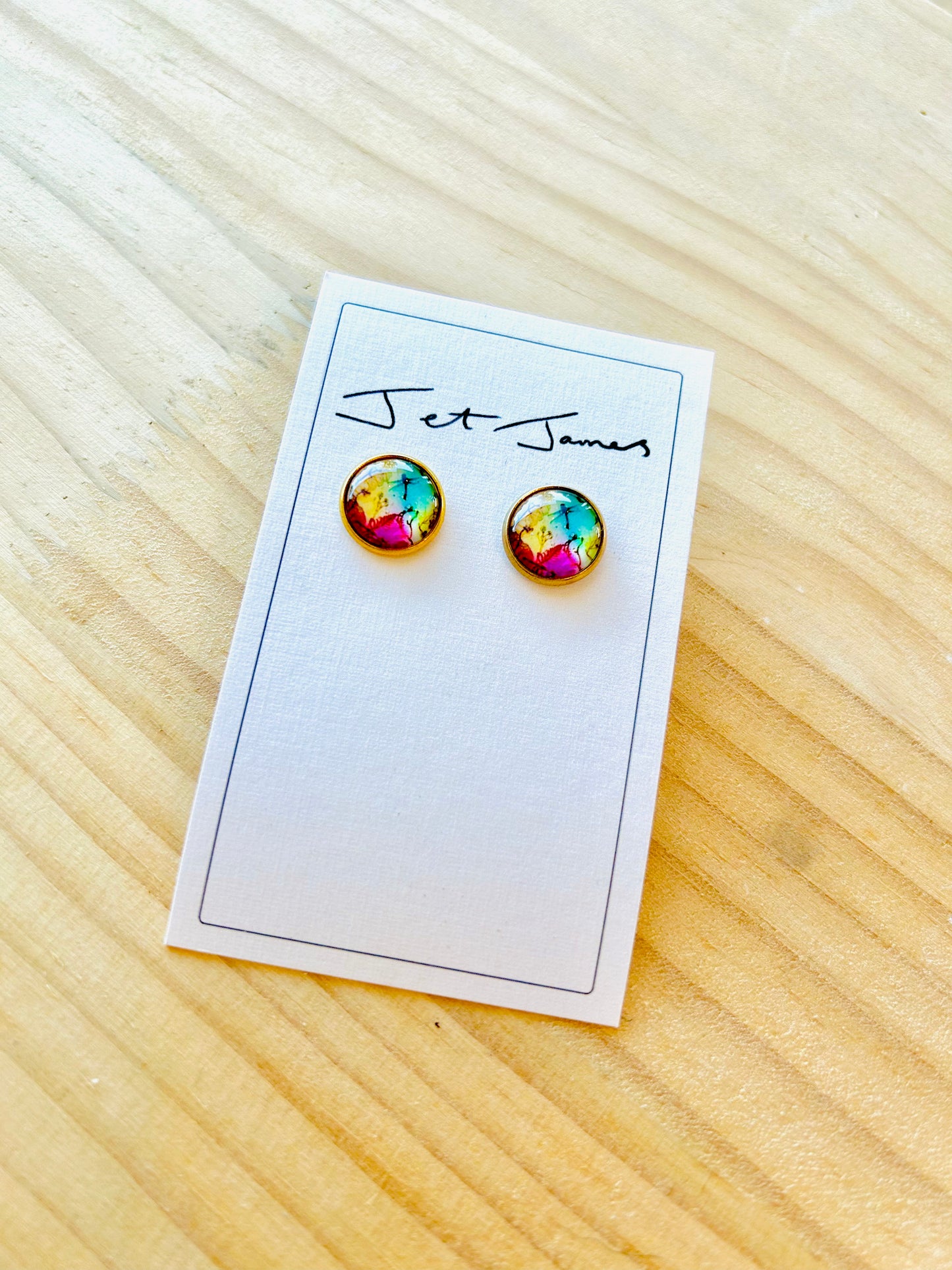 Stud Earrings - Rainbow Dragonfly