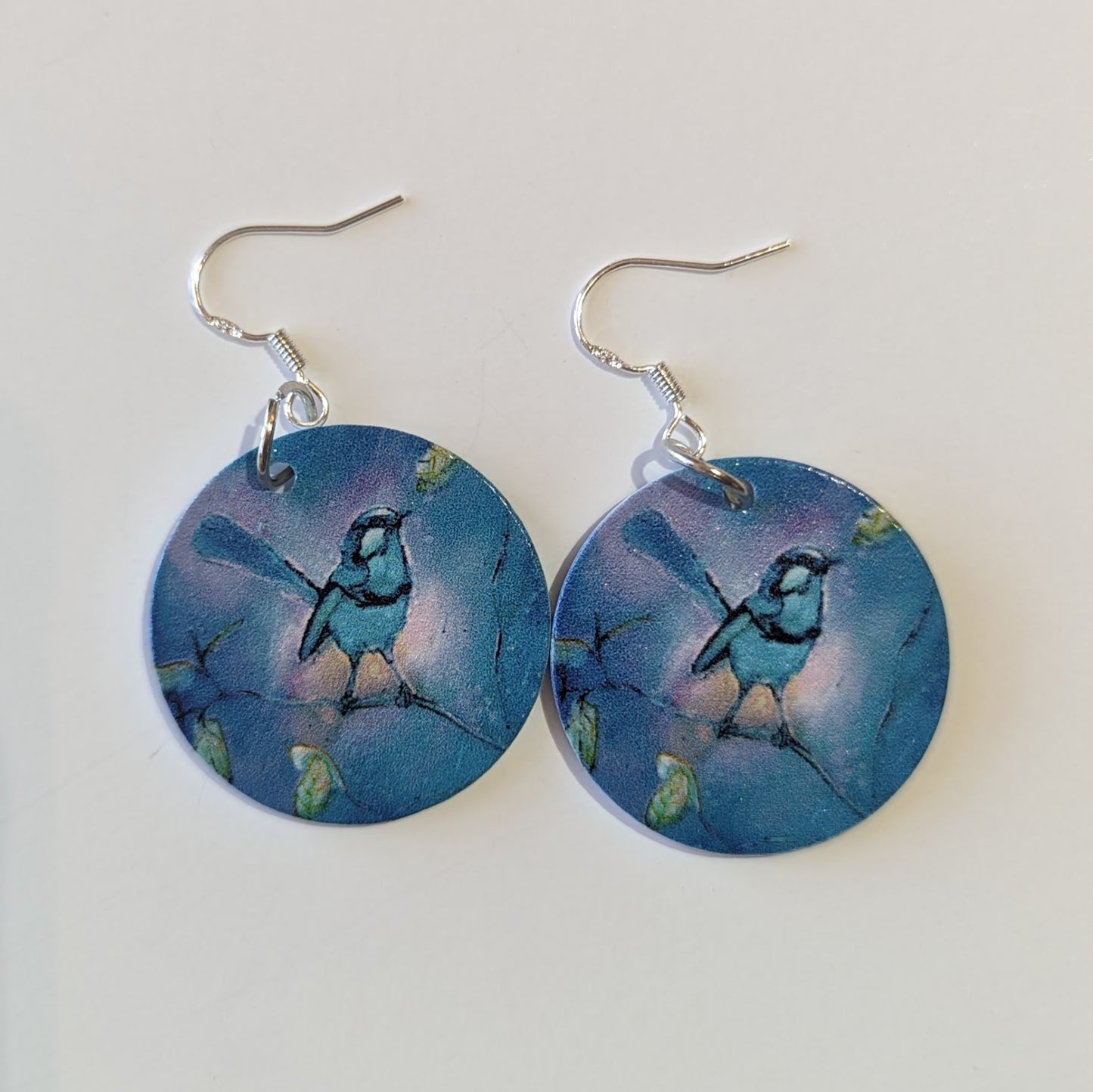 Blue Bird - Wooden Earrings