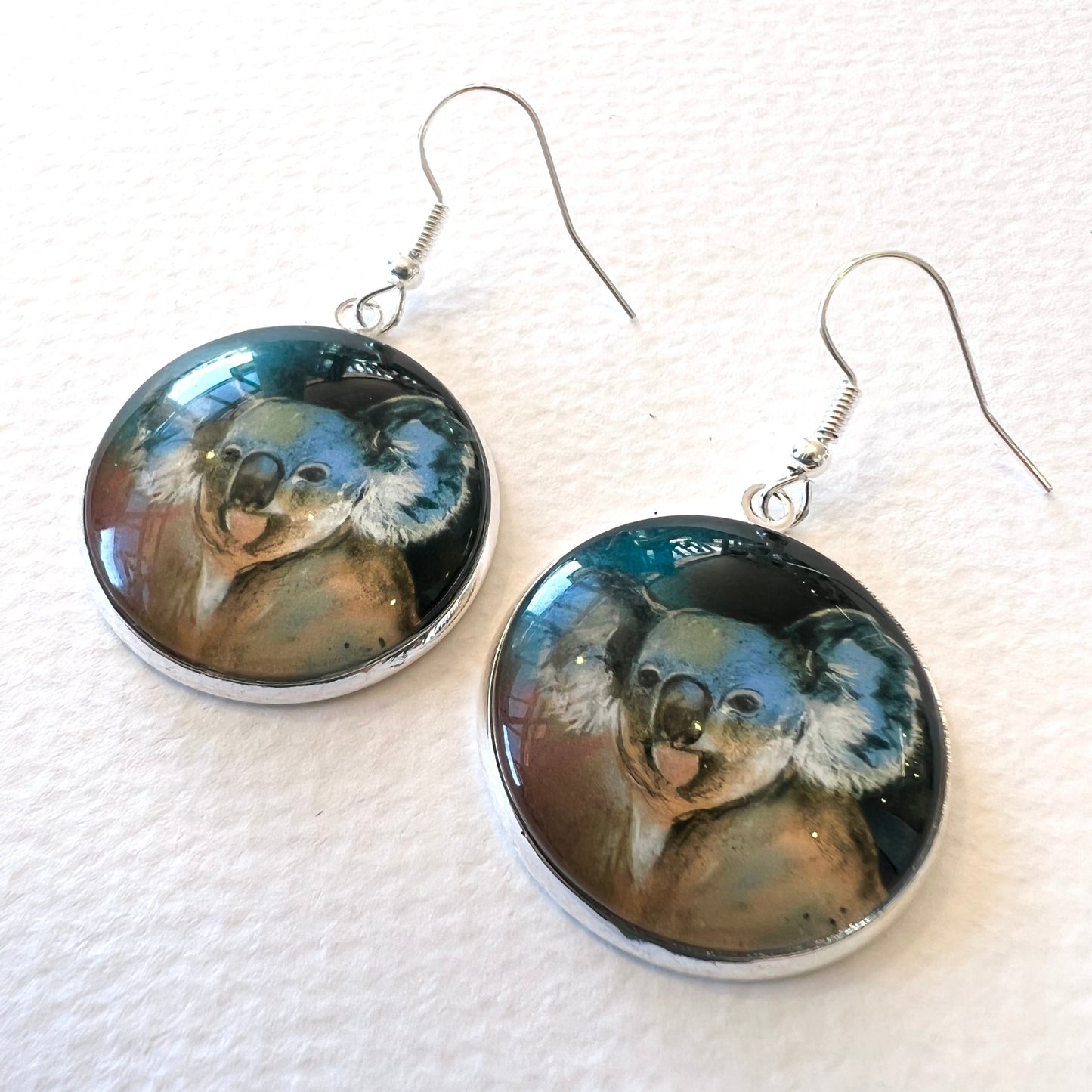 Glass Drop Earring - Koala Silver